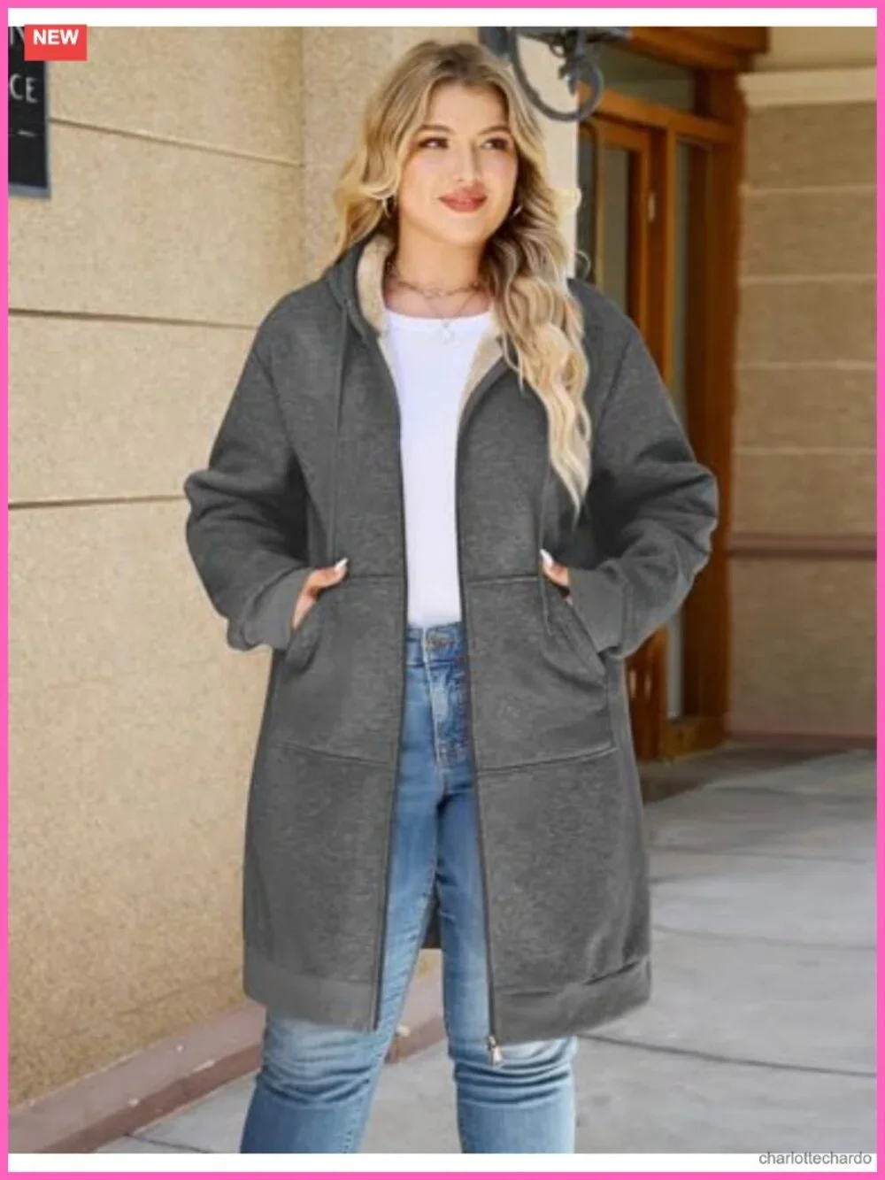 Women's Plus Size Long Fleece Zip Up Hoodie Winter Warm Casual Soft Lounge